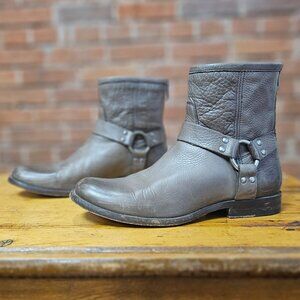 Frye Brown Leather Motorcycle Harness Ankle Boots Women's Size 8
